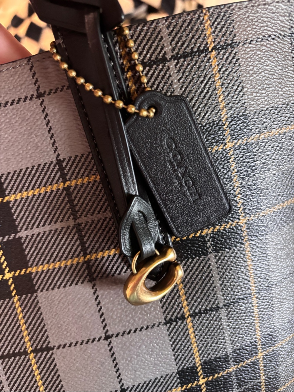 COACH Highline Tote in a Black Multi Plaid Print - Picture 3 of 7